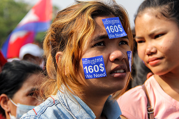 Female garment worker at peaceful January rally