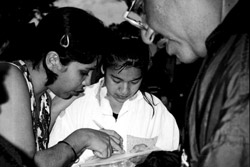 Workers sign up to join a union at Choi and Shin factory in Guatemala